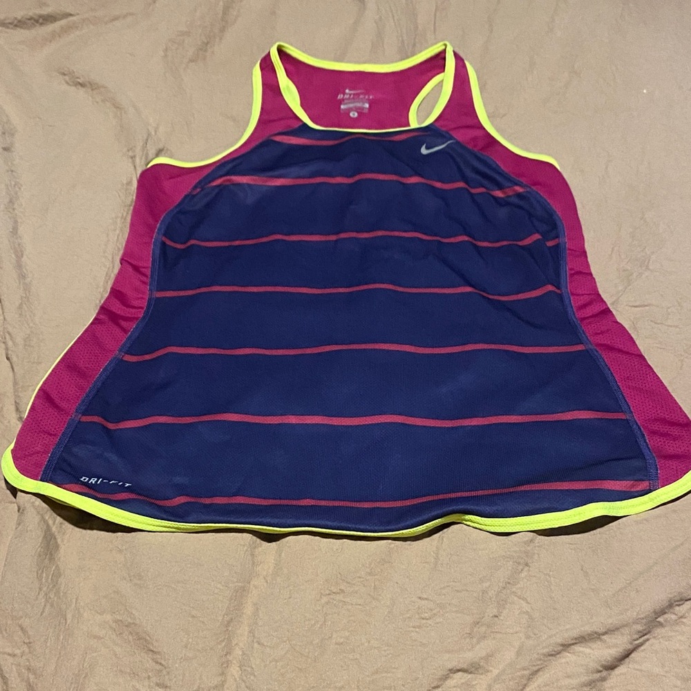 Nike Women's Navy and Magenta Tank Top